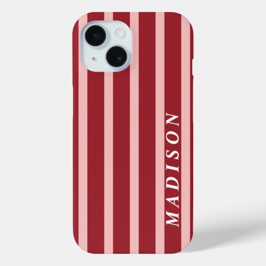 Custom Stripes Pink Red Brown Case-Mate iPhoneケース (裏面)