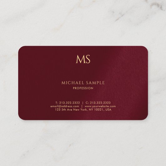 Custom Stylish Gold Text Monogram Luxurious Silk 名刺 (裏面)