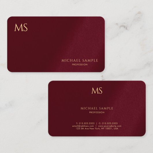 Custom Stylish Gold Text Monogram Luxurious Silk 名刺 (正面/裏面)