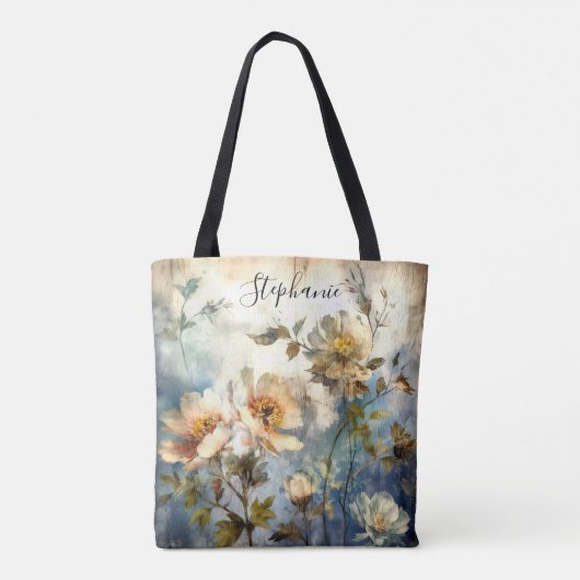 Custom Stylish Indigo Bloom Wind-Swept Design トートバッグ (裏面)