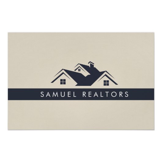 Custom Stylish Modern Real Estate Home Logo ポスター (正面)