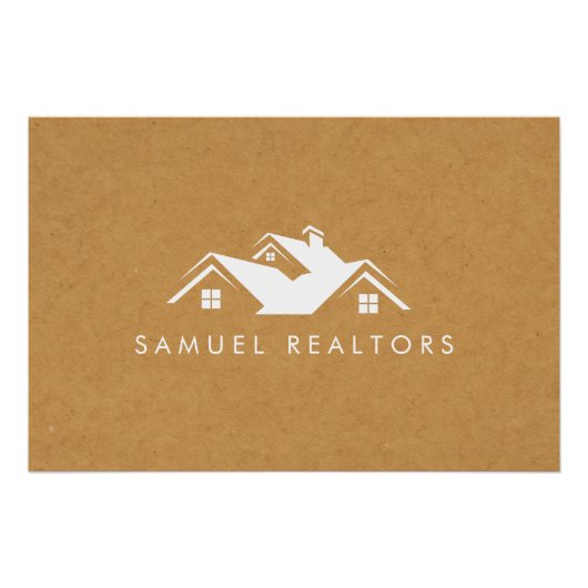 Custom Stylish Modern Real Estate Home Logo ポスター (正面)