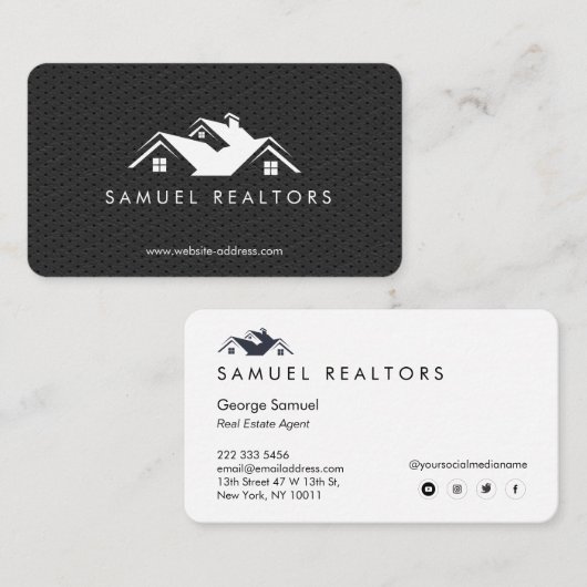 Custom Stylish Modern Real Estate Home Logo 名刺 (正面/裏面)