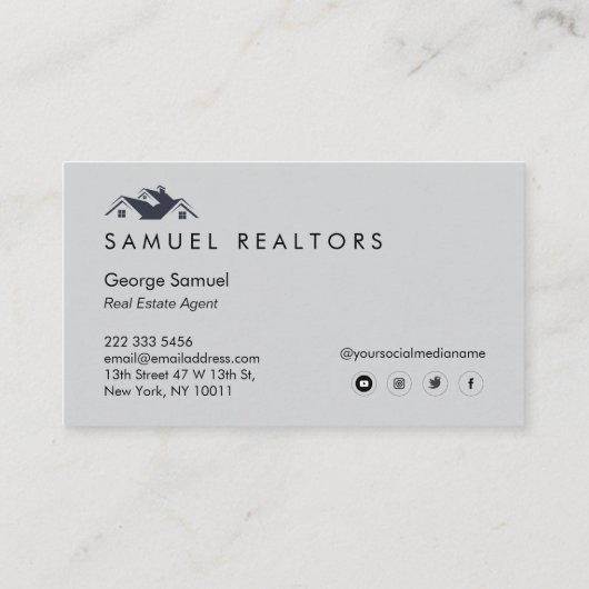 Custom Stylish Modern Real Estate Home Logo 名刺 (裏面)