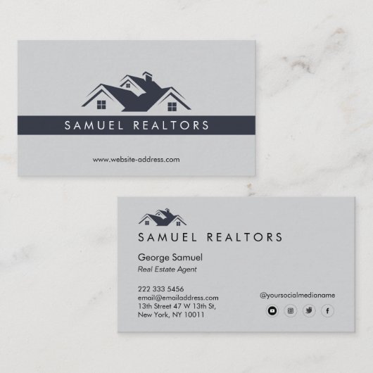 Custom Stylish Modern Real Estate Home Logo 名刺 (正面/裏面)