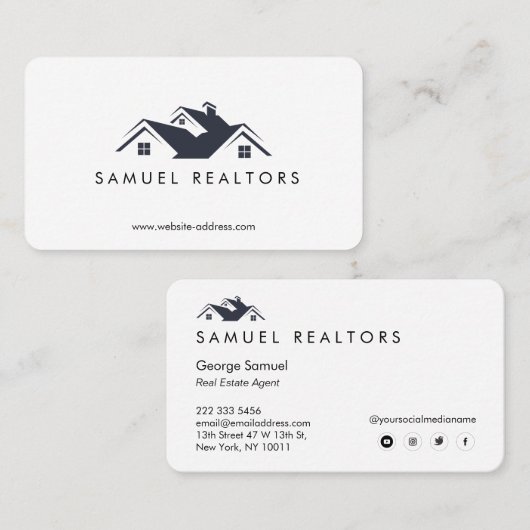 Custom Stylish Modern Real Estate Home Logo 名刺 (正面/裏面)