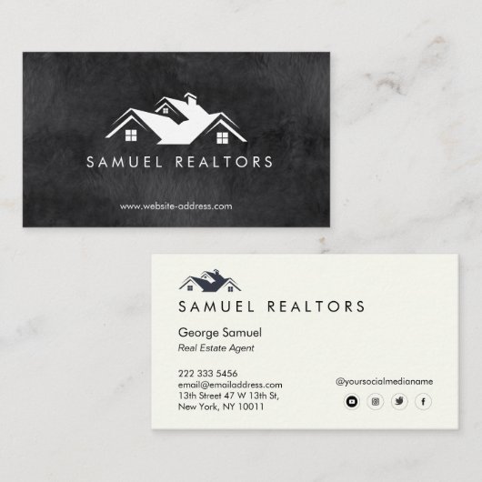 Custom Stylish Modern Real Estate Home Logo 名刺 (正面/裏面)