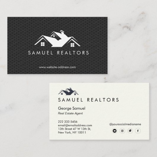 Custom Stylish Modern Real Estate Home Logo 名刺 (正面/裏面)