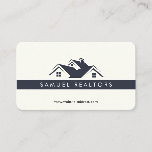 Custom Stylish Modern Real Estate Home Logo White 名刺 (正面)