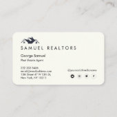 Custom Stylish Modern Real Estate Home Logo White 名刺 (裏面)