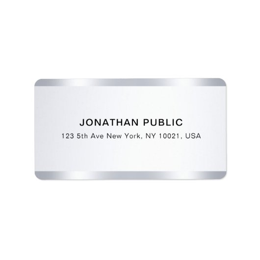 Custom Stylish Silver Luxe Template Modern Address ラベル (正面)