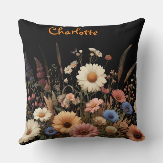 Custom stylish wildflowers クッション (裏面)