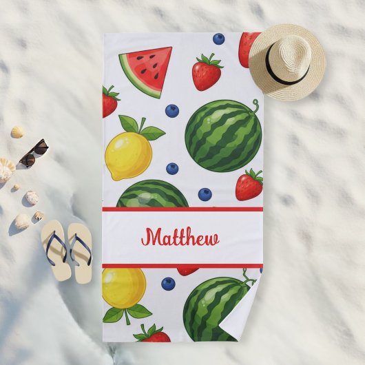 Custom Summer Fruit Beach Towel - Watermelon ビーチタオル