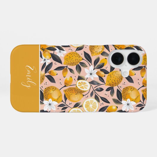 Custom Summer Lemon Pattern iPhone Case 16ケース (裏面横)