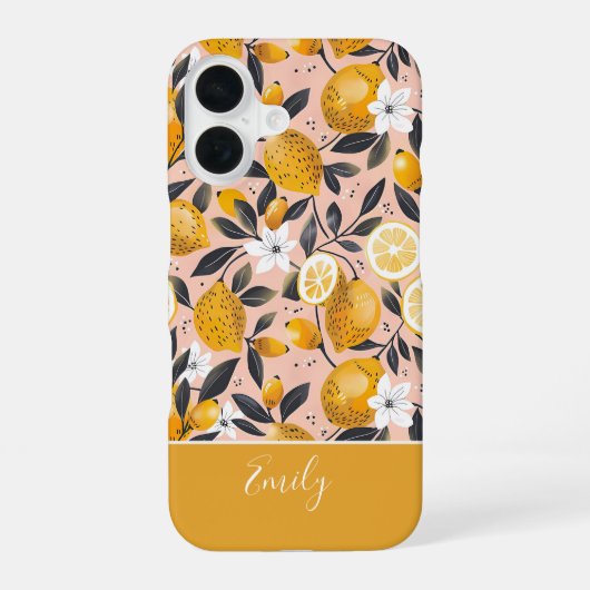 Custom Summer Lemon Pattern iPhone Case 16ケース (裏面)