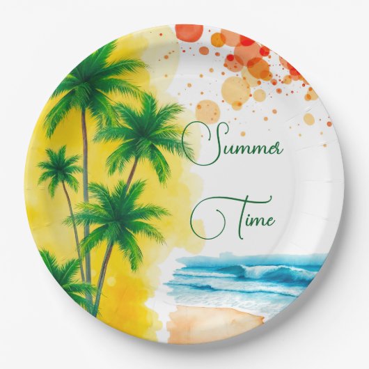 Custom Summer Party design ペーパープレート (正面)