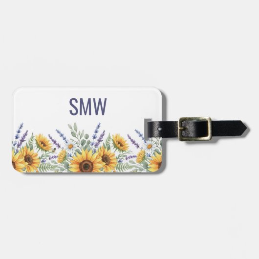 Custom Sunflower Lavender Luggage Tag ラゲッジタグ (正面横)