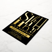 Custom Surprise Birthday Party Invite, Shhh Secret 箔招待状 (回転した状態)