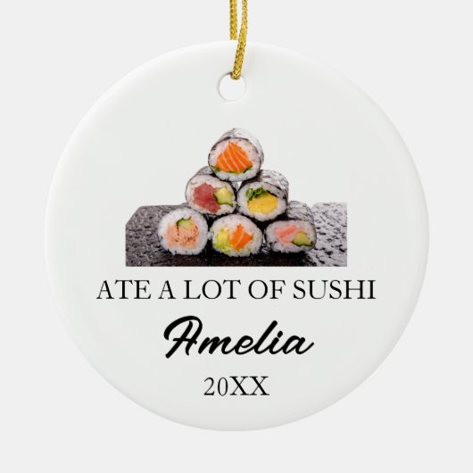 Custom Sushi Christmas, Funny Sushi Gifts  セラミックオーナメント (正面)