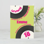 Custom Sweet 16 Birthday Colourful Retro Record 招待状 (スタンド正面)