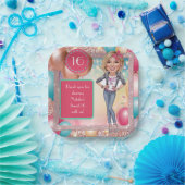 Custom Sweet 16 Caricature in denims ペーパープレート (パーティー)