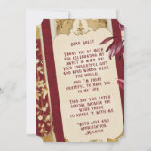 Custom Sweet 16 gold and Ruby Red caricature サンキューカード (裏面)