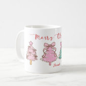 Custom Sweet Aesthetic Girly Hand Drawn Christmas コーヒーマグカップ (正面左)