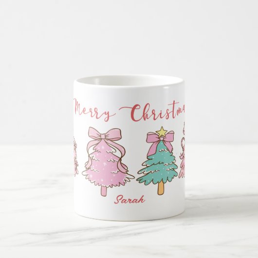 Custom Sweet Aesthetic Girly Hand Drawn Christmas コーヒーマグカップ (中央)
