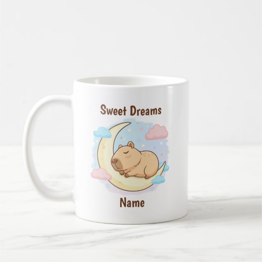 Custom Sweet Dreams Capybara Mug コーヒーマグカップ (左)