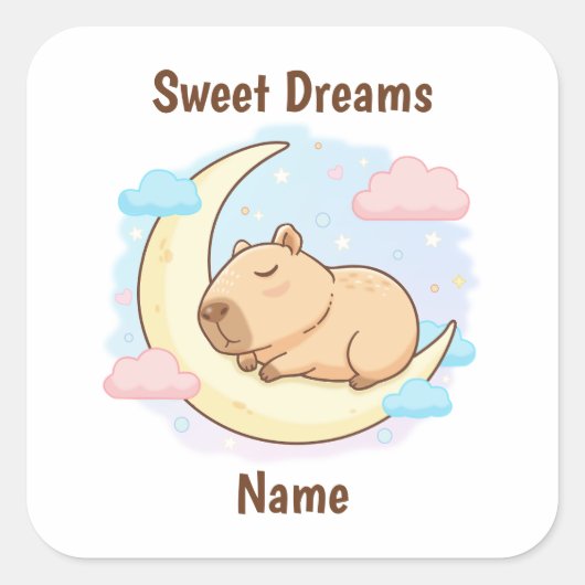 Custom Sweet Dreams Capybara Sticker スクエアシール (正面)