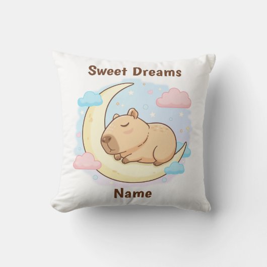 Custom Sweet Dreams Capybara Throw Pillow クッション (正面)