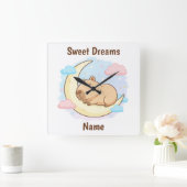 Custom Sweet Dreams Capybara Wall Clock スクエア壁時計 (ホーム)