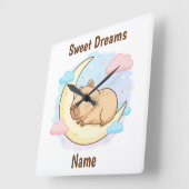 Custom Sweet Dreams Capybara Wall Clock スクエア壁時計 (傾斜)