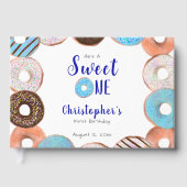 Custom Sweet One Donut First Birthday Blue ゲストブック (正面)