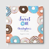 Custom Sweet One Donut First Birthday Blue ゲストブック (正面)
