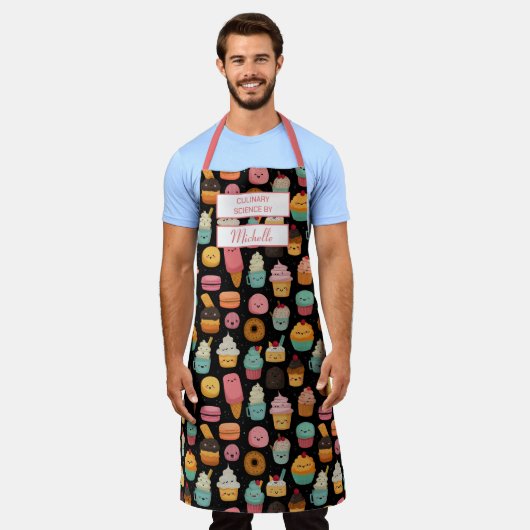 Custom Sweet Treats – Culinary Science by [Name] エプロン (着用した状態)