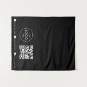 Custom Table Runner Banner Black Business QR Code タペストリー (正面(横))