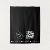 Custom Table Runner Banner Black Business QR Code タペストリー (正面)