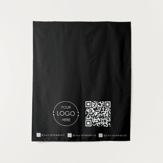 Custom Table Runner Banner Black Business QR Code タペストリー (正面)
