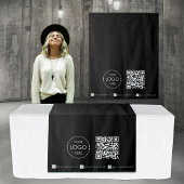 Custom Table Runner Banner Black Business QR Code タペストリー