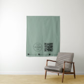 Custom Table Runner Banner Green Business QR Code タペストリー (インサイチュ)
