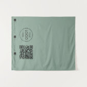 Custom Table Runner Banner Green Business QR Code タペストリー (正面(横))