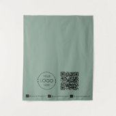 Custom Table Runner Banner Green Business QR Code タペストリー (正面)