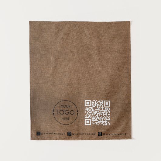 Custom Table Runner Banner Linen Business QR Code タペストリー (正面)