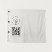 Custom Table Runner Banner Linen Business QR Code タペストリー (正面(横))