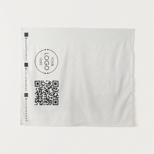 Custom Table Runner Banner Linen Business QR Code タペストリー (正面(横))