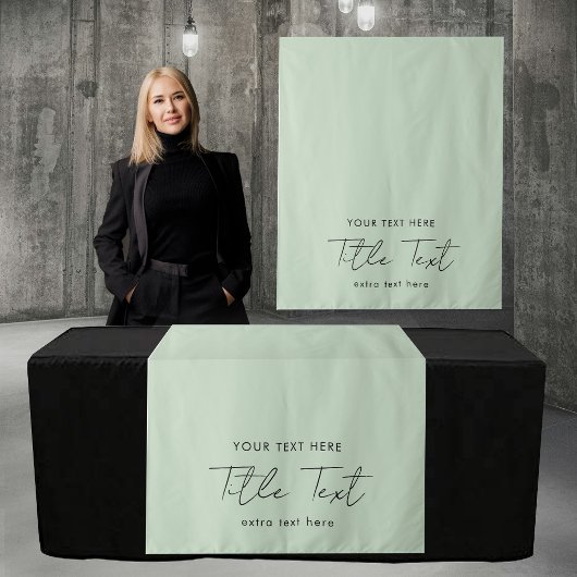 Custom Table Runner Banner Modern Script Green タペストリー