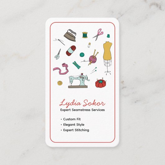 Custom Tailoring & Alterations Seamstress  名刺 (正面)