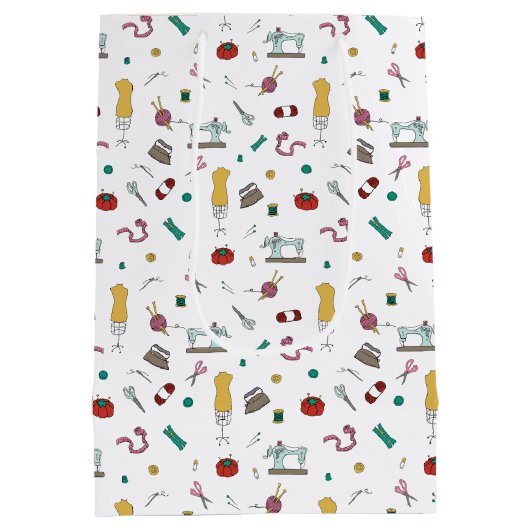 Custom Tailoring Tools Pattern Gift Bag ミディアムペーパーバッグ (裏面)