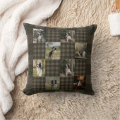 Custom Tan and Brown Plaid 8 Photo Collage クッション (ブランケット)